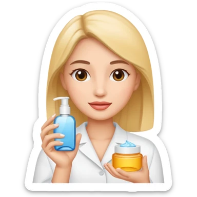 woman holding skincare product sticker