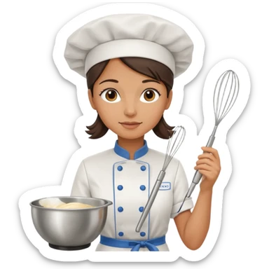 female chef holding whisk and bowl sticker