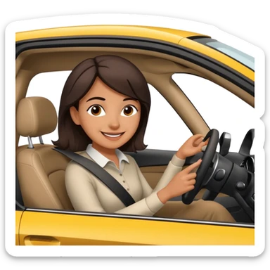 Young adult Woman with dark brown hair driving an Audi a1 fast loving life sticker