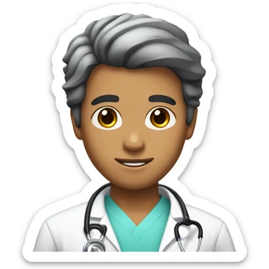 doctor, tan skin, black hair, with stethoscope full body sticker