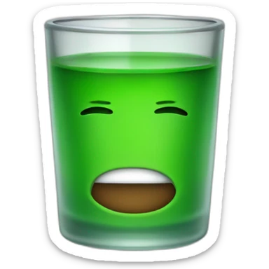 small shotglass with green contents and no face sticker