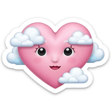 pink heart with clouds sticker