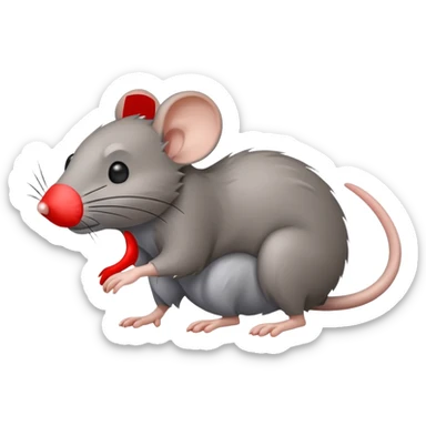 a clumsy rat tripping over its own tail sticker