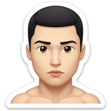 Man, very short black hair , long sharp face , small eyes and straight nose, big thick lips .muscle man  sticker