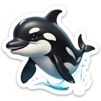 Cinematic Comical orca Portrait Emoji, Head tilted dramatically with an exaggeratedly shocked expression, featuring a sleek black-and-white body with wide, comically expressive eyes full of playful disbelief and animated flippers, Simplified yet hilariously expressive features, highly detailed, glowing with a slightly sassy oceanic glow, high shine, dramatic yet playful, stylized with an air of cheeky marine mischief, soft glowing outline, capturing the essence of a meme-worthy orca that looks ready to make waves with its hilariously dramatic antics! sticker