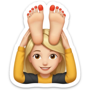 a foot placed on a girl's head sticker