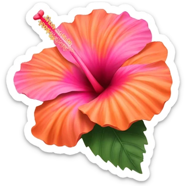 Hibiscus flower orange & pink sticker