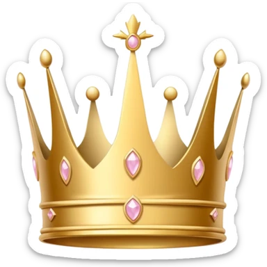 A luxurious golden crown with light pink accents and elegant details, featuring a prominent empty space  sticker