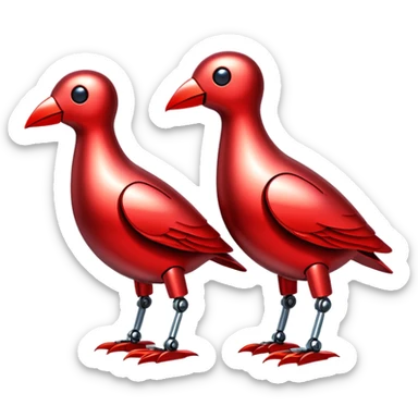 robotic flock of three birds red color sticker