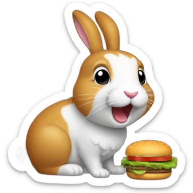Lapin qui mange un hamburger sticker