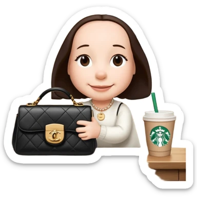 snoopy in a desk with starbucks and his chanel purse sticker