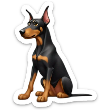 a doberman sitting ad bank sticker