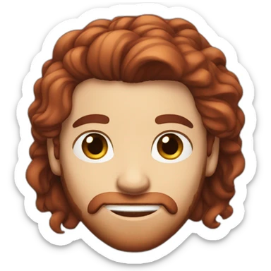 Dark Red head bearded man with long hair in a bun sticker