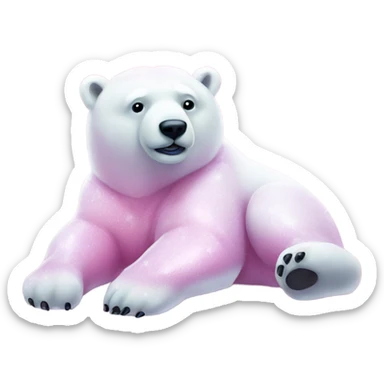 Pink full body  polar bear lying down with glitter sticker