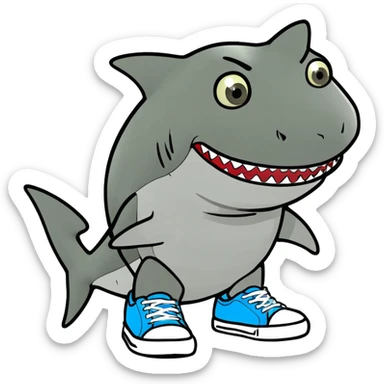 Shark with shoes  sticker