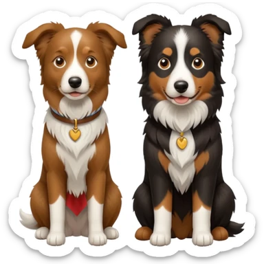 Dois cachorros: um pastor alemão e um border collie marrom  sticker
