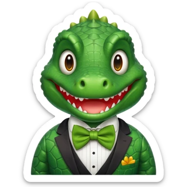 cute crocodile, bow tie sticker