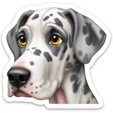 Merle Great Dane with one eye sticker