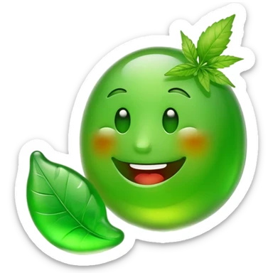 Emoji eating weed gummy sticker