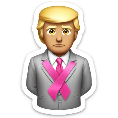 Donald trump with a pink ribbon bow on his head sticker
