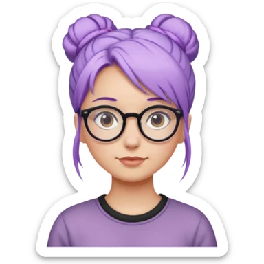 light purple hair girl bun and glassess sticker