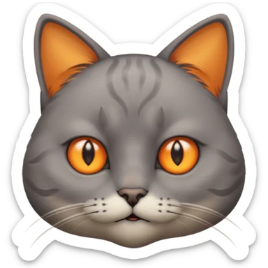 A cat with with a slight frown, furrowed eyebrows, and eyes looking to the side, conveying feelings of dissatisfaction, suspicion, skepticism, or annoyance sticker