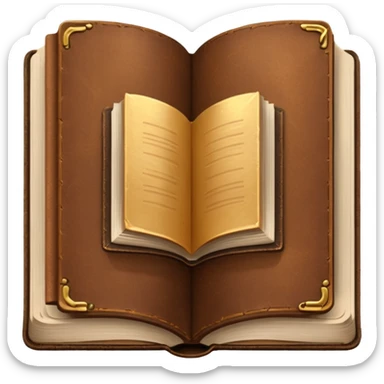 Open Brown leather bound book sticker