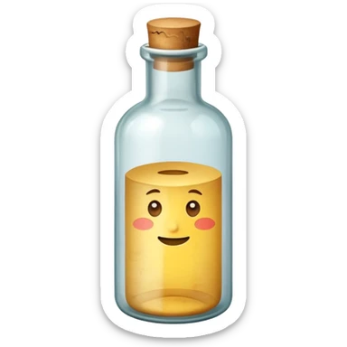 glass bottle with a paper message inside sticker