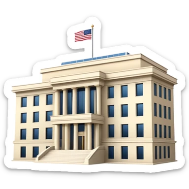 US Embassy building.  looks realistic. Not a painting, just a building sticker