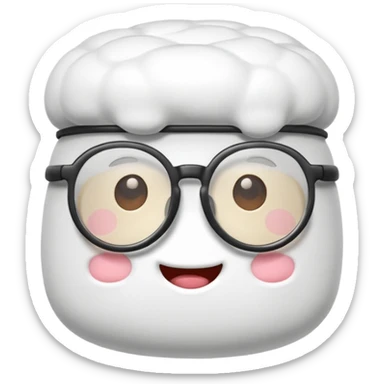 marshmallow with glassess sticker