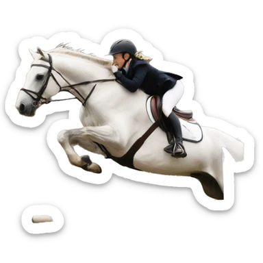 Bay horse jumping an oxer with a girl on it sticker