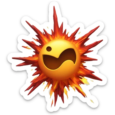 A cartoon-styled representation of a collision. Depicted as a star-like, red-and-orange-and-yellow fiery burst, generally with one point extending to the bottom right. sticker