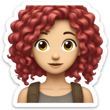 crie uma personagem de anime que tenha cabelo vermelho e orelhas de raposa sticker