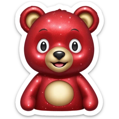 red glitter bear Happy  sticker