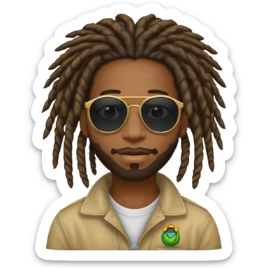 a black african guy with dreadlocks, wearing black sunglasses and aura farming emoji sticker