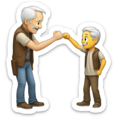 old man shaking fist at a young person sticker