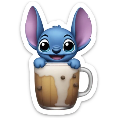 Stitch drinking boba sticker