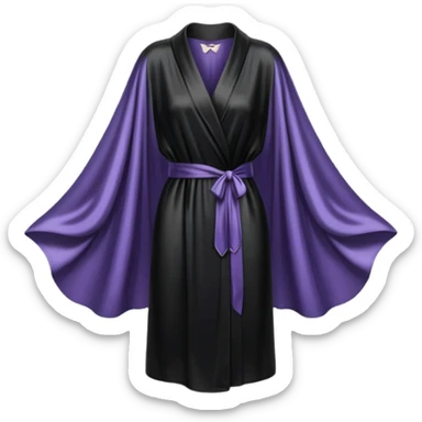 Black silk robe, long, bat wing sleeves, high definition sticker
