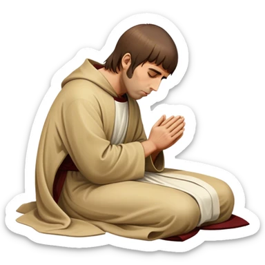 Liam Gallagher praying at the feet of Jesus  sticker