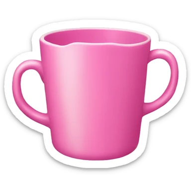 Pink cup with handle on side sticker