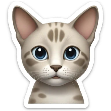 Thai breed realistic adult cat with a light cream -brown body, dark gray face, ears, and paws. Short fur, sharp ears, striking light blue eyes  sticker