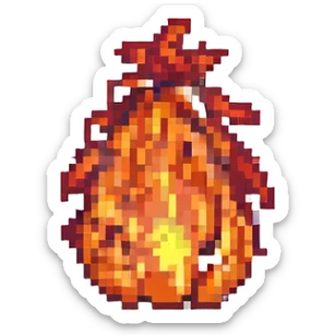 fire, pixel art style, simple and blocky sticker