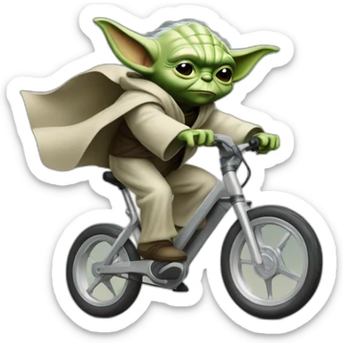 Yoda jumping on ebike sticker
