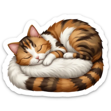 dark brown tabby and white cat sleeping rolled over and upside down sticker