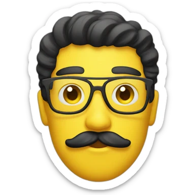 A yellow emoji with a mustache and black hair sticker