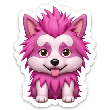 fancy pink spiky haired dog sticker