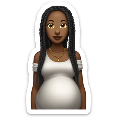black pregnant woman with box braids and double nose piercing  sticker