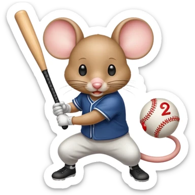 A mouse hitting a homerun. sticker