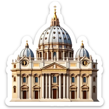 Cinematic Realistic St. Peter's Basilica Landmark Emoji, depicted with majestic, ornate architecture rendered with lifelike detail and regal lighting. sticker