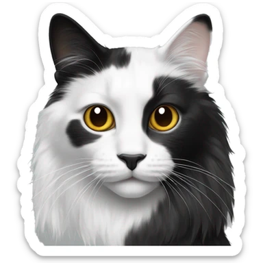 half Black and half white long hair cat with black spot on muzzle sticker